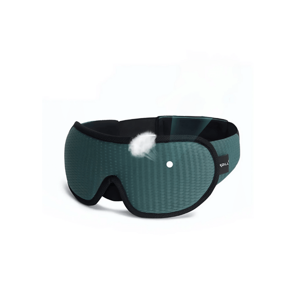 Ergonomisch groen slaapmasker met drukvrij oogontwerp, ideaal voor comfortabele nachtrust en ontspanning. Perfect voor reizen en thuisgebruik.