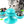 Turquoise kattenspeeltje met draaiende bollen en zuignap, ontworpen voor interactief spel en mentale stimulatie van katten. Perfect voor kattenliefhebbers.