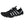 Zwarte minimalistische hardloopschoen met grijze strepen, ademend mesh, en flexibele zool. Ideaal voor trailrunning en outdoor activiteiten.