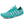 Turquoise minimalistische hardloopschoen met witte accenten, ademend mesh bovenwerk en flexibele zool, ideaal voor sport en outdoor activiteiten.