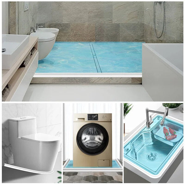 Siliconen douchebarrière voor badkamer, waterstopper, waterkeringstrip, scheiding droog en nat, voorkomt wateroverlast, badkameraccessoire.