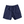 Donkerblauwe linnen korte broek met elastische tailleband en trekkoord, casual zomerstijl voor heren, comfortabele pasvorm, ademend materiaal.