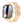 Gouden smartwatch met beige siliconen band, rechthoekig scherm, modern design, weerspiegeling op display, technologie-accessoire, stijlvol horloge.