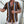 Man in gestreept overhemd met korte mouwen, zwart-wit-oranje strepen, tatoeages op arm, casual mode, zomerkleding, moderne stijl.