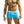 Man in blauwe zwembroek met witte tailleband, strandmode, zomerkleding, sportief ontwerp, heren zwemkleding, strakke pasvorm.
