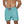 Man in blauwe zwembroek met zonnebrillenprint en rode veter, strandmode, zomerkleding, herenzwembroek, casual zwemkleding.