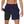 Man in sportshort met ingebouwde compressieshort, donkerblauw met rode trekkoord, geschikt voor fitness en hardlopen. Comfortabele en functionele sportkleding.