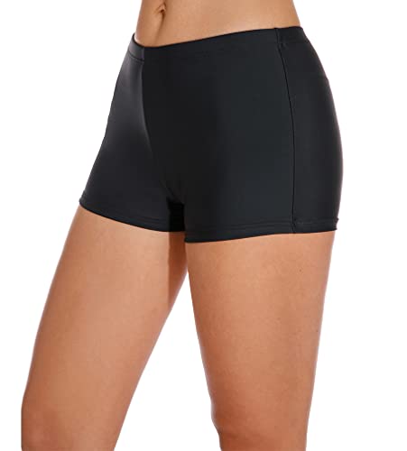 Zwarte dames zwemshorts, comfortabel en stijlvol, ideaal voor strand en zwembad. Hoogwaardige stof, perfecte pasvorm, sportieve look.