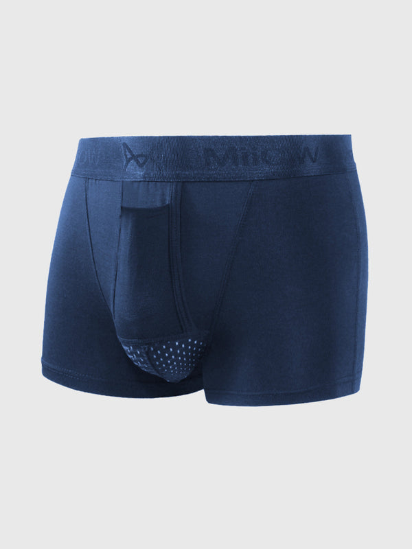 Donkerblauwe herenboxershort met comfortabele pasvorm, gemaakt van ademend katoen. Ideaal voor dagelijks gebruik. Verkrijgbaar in diverse maten.