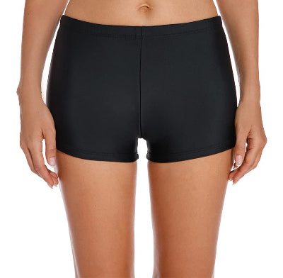 Zwarte dames zwemshorts, comfortabel en stijlvol, ideaal voor strand en zwembad. Hoogwaardige stof, perfecte pasvorm voor actieve zwemsters.