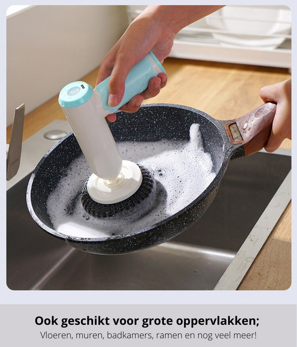 Multifunctionele schoonmaakborstel met handvat, ideaal voor pannenreiniging. Geschikt voor vloeren, muren, badkamers en ramen. Efficiënt en veelzijdig.