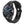 Zwarte smartwatch met leren band, ronde wijzerplaat en digitale wijzers. Stijlvol ontwerp, geschikt voor fitness en dagelijkse activiteiten.