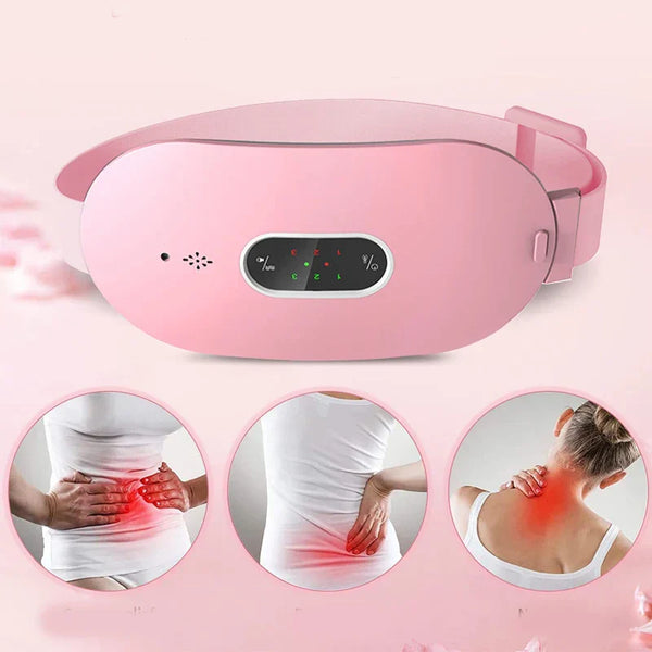 Roze elektrische massagegordel voor rug- en nekpijnverlichting, met LED-display en verstelbare band. Ideaal voor spierontspanning en pijnbestrijding.