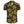 Herenoverhemd met korte mouwen, tropisch bladpatroon, zwart-geel, casual zomerstijl, ademend katoen, modieus en comfortabel.