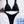 Zwarte ribgebreide bikini set op witte achtergrond, bestaande uit een triangel bikinitop en een hoog uitgesneden slip. Perfect voor strandmode en zomertrends.