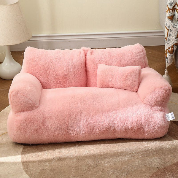 Roze pluche kattenbed, zachte warme huisdierensofa voor kleine honden en katten, afneembaar en wasbaar, antislip, ideaal voor kittens en puppy's.