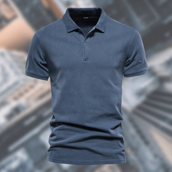 Blauw poloshirt voor heren, casual en stijlvol, gemaakt van katoen. Perfect voor dagelijks gebruik en zomerse outfits.