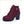 Bordeauxrode dameslaars met hoge hak, veters en gespsluiting. Modieuze enkellaars voor herfst en winter. Comfortabele en stijlvolle schoenen.