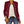 Dames bordeaux blazer met zilveren knopen, gedragen over een witte T-shirt en blauwe jeans. Modieuze casual outfit voor dames.