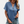 Blauwe dames T-shirt met korte mouwen, V-hals en knopen, casual stijl. Perfect voor zomerse outfits. Comfortabele pasvorm, trendy design.