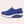 Blauwe dames sneaker met luchtkussen zool, ademend mesh bovenwerk en glanzende accenten. Comfortabele en modieuze sportschoen.