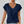 Vrouw draagt donkerblauwe V-hals blouse met korte mouwen, casual stijl. Perfect voor damesmode, zomeroutfits, trendy kleding.