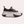 Zwarte platform sneaker met dikke zool, witte veters en canvas bovenwerk. Modieuze damesschoen, ideaal voor casual en trendy outfits.