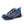 Blauwe ademende herenschoen voor bergbeklimmen, met camouflagepatroon en stevige gripzool. Ideaal voor wandelen en outdooractiviteiten.