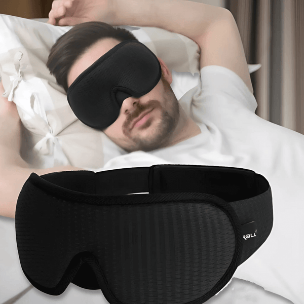 Ergonomisch slaapmasker met drukvrij oogontwerp, zwart, comfortabel voor mannen, ideaal voor betere slaap en ontspanning.