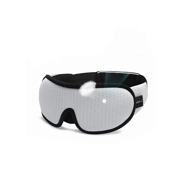 Ergonomisch wit slaapmasker met drukvrij oogontwerp, ideaal voor comfortabele nachtrust en ontspanning. Perfect voor reizen en thuisgebruik.