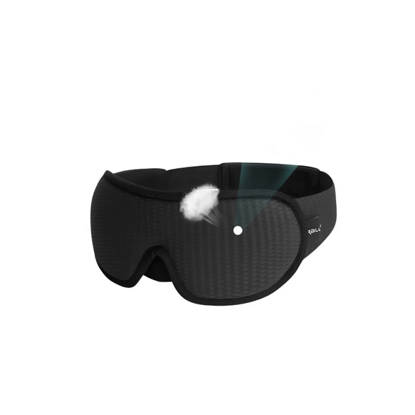 Ergonomisch zwart slaapmasker, drukvrij oogontwerp, ideaal voor comfortabele nachtrust, Luvelle merk, lichtgewicht en ademend materiaal.