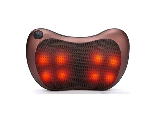 Massagekussen met zes rode LED-verwarmingspunten, ergonomisch ontwerp, ideaal voor nek- en rugpijnverlichting, thuisgebruik, draagbaar.