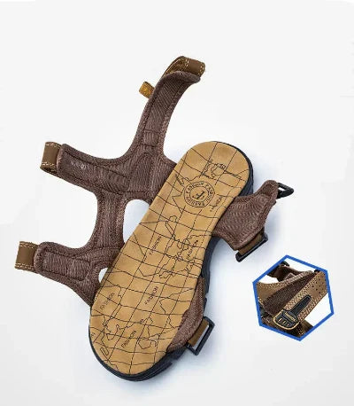 Bruine leren sandalen met antislipzool en verstelbare riemen voor kinderen, ideaal voor zomerse avonturen en comfortabel dagelijks gebruik.
