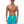 Man in turquoise zwembroek met gele koord, gespierd en bezweet, poseert voor witte achtergrond. Perfect voor strandmode en fitness inspiratie.