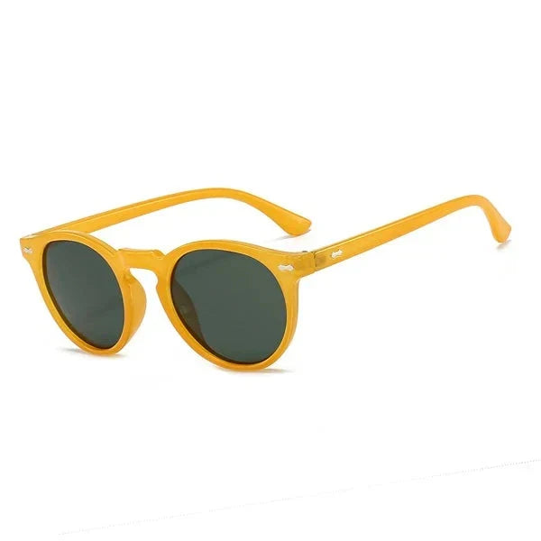 Gele gepolariseerde zonnebril unisex, UV400 bescherming, vintage design. Ideaal voor mannen en vrouwen, luxe en trendy accessoire.