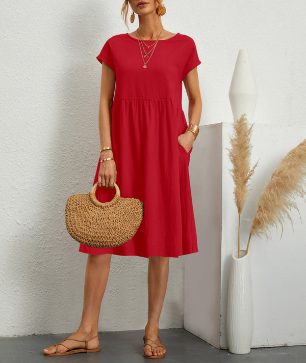 Effen Kleur Dames Losse Jurk