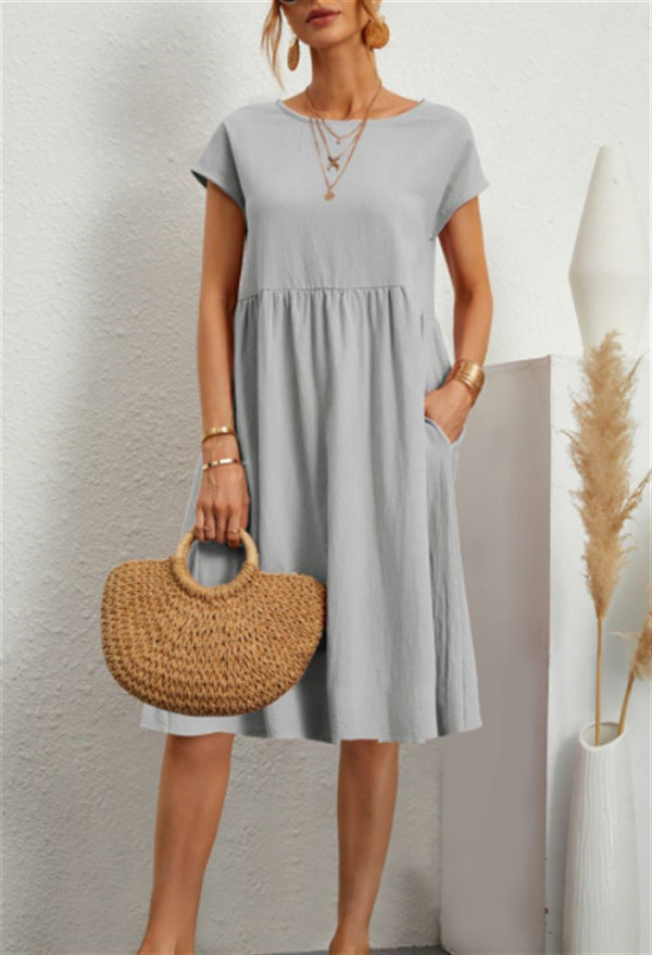 Effen Kleur Dames Losse Jurk