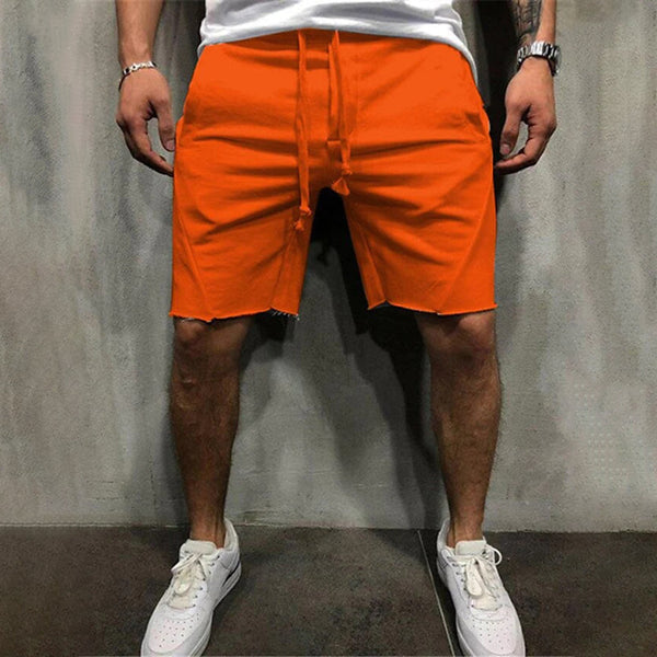 Oranje korte broek heren, casual streetwear, zomermode, comfortabele pasvorm, trendy design, perfect voor dagelijks gebruik, sportieve stijl.