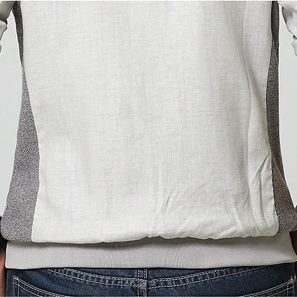 Grijze en witte zomerjas voor heren, casual stijl, met elastische tailleband. Perfect voor lente- en zomermode. Comfortabele pasvorm.
