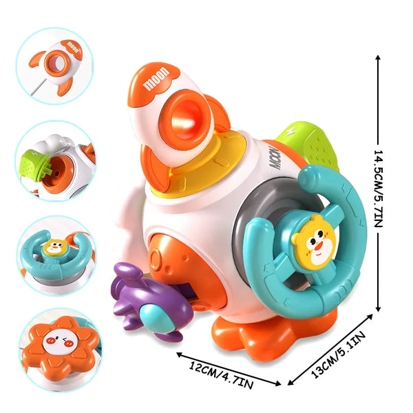 Interactief speelgoed voor baby's, kleurrijke bal met dierenfiguren, muziek en licht, educatief en motorische ontwikkeling, 14,5x13x12 cm.