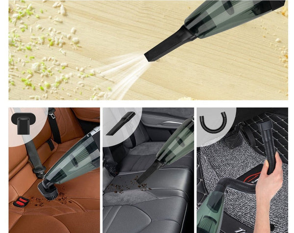 Draagbare autostofzuiger met krachtige zuigkracht, ideaal voor het reinigen van autostoelen en vloermatten. Compact ontwerp, eenvoudig te gebruiken.