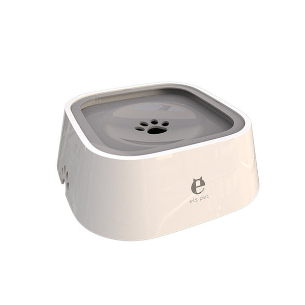 Witte automatische waterfontein voor huisdieren met grijs deksel, merk Els Pet. Ideaal voor katten en honden, modern design, hygiënisch en duurzaam.