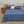 Blauw katoenen beddengoed set op tweepersoonsbed met kussen 