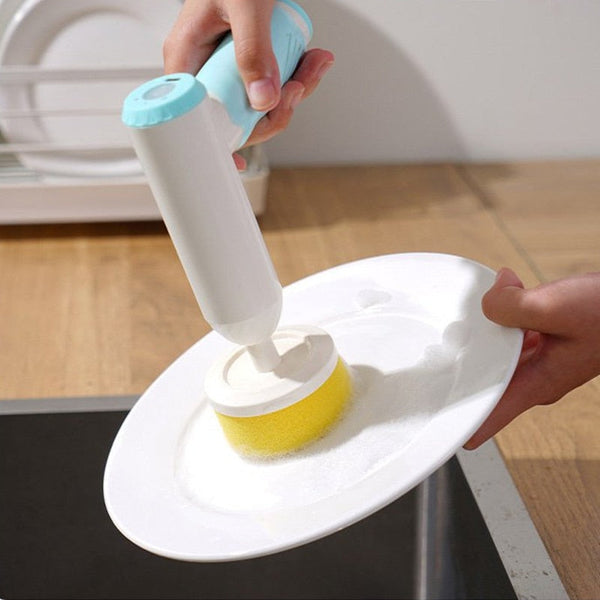 Handige afwasborstel met ingebouwde zeepdispenser, ideaal voor efficiënt afwassen. Perfect voor keukenreiniging, bespaart tijd en moeite.