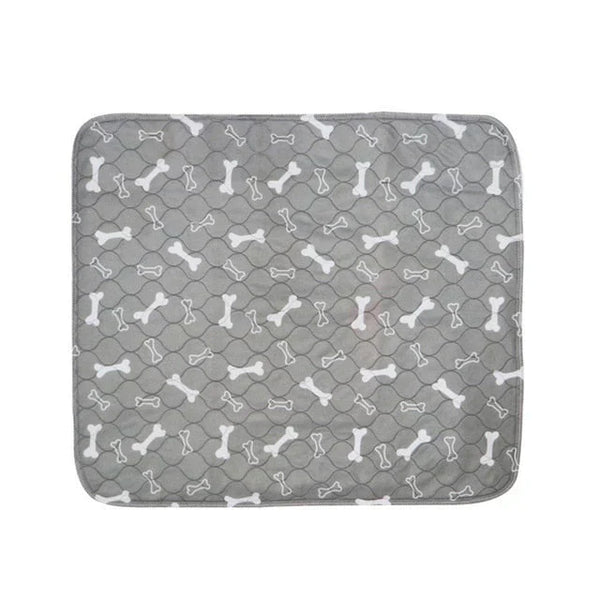 Grijze hondenmat met bottenpatroon, waterdicht en wasbaar, ideaal voor huisdieren, antislip onderzijde, duurzaam materiaal, perfect voor hondenmand.