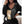 Zwarte dameshoodie met goudkleurig en gestippeld design, ritssluiting en lange mouwen. Modieuze casual kleding voor dames.