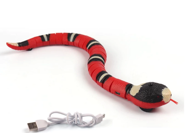 Rode interactieve speelgoedslang met USB-oplader, realistisch ontwerp, geschikt voor kinderen, educatief speelgoed, cadeau-idee.