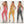 Vrouw in sportkleding, naadloze leggings en sportbeha in groen, roze, geel, grijs en blauw. Fitnessmode, actieve kleding, sportoutfit.