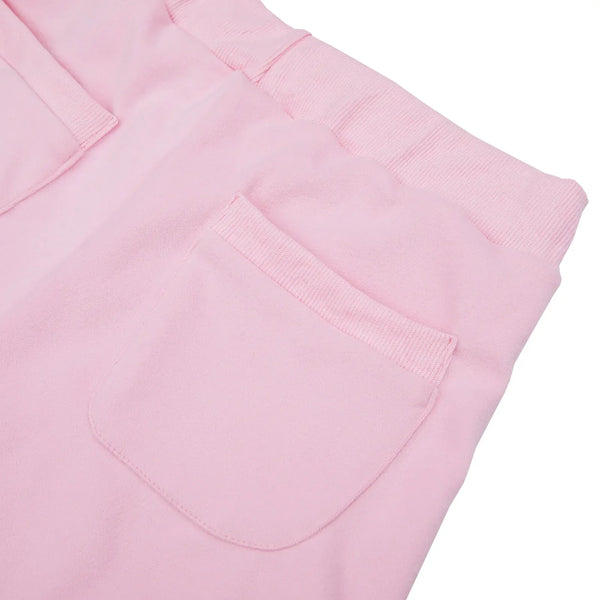 Roze joggingbroek met elastische tailleband en achterzakken, comfortabele loungewear voor dames, trendy en casual stijl, zachte stof.