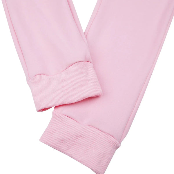 Roze joggingbroek met geribbelde boorden, comfortabele pasvorm, ideaal voor casual en sportieve outfits. Perfect voor damesmode en loungewear.